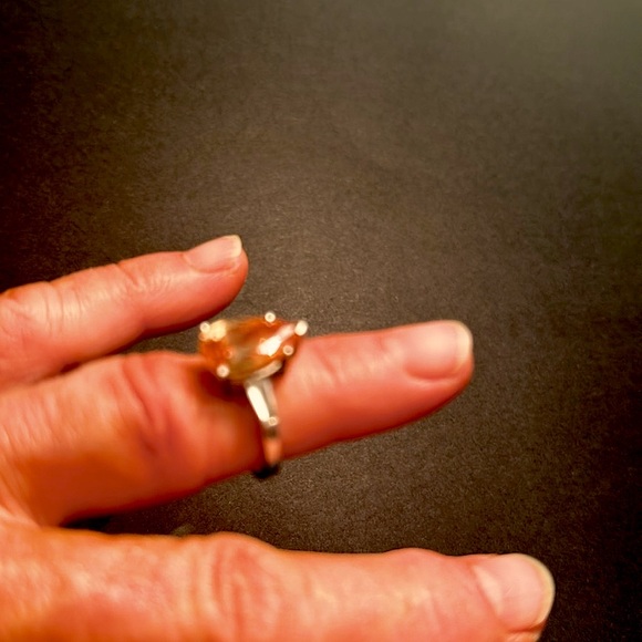 Silver and Citrine Ring Sz 7 - Picture 8 of 10
